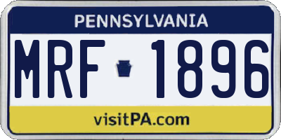 PA license plate MRF1896