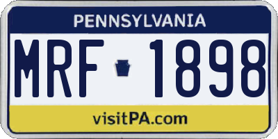 PA license plate MRF1898