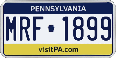 PA license plate MRF1899