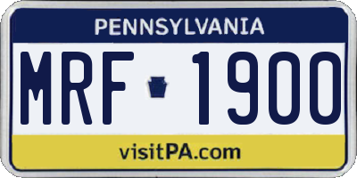 PA license plate MRF1900
