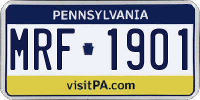 PA license plate MRF1901