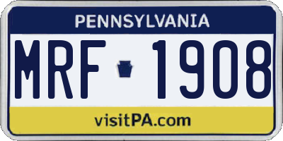 PA license plate MRF1908