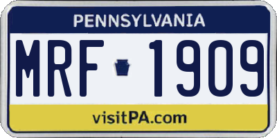 PA license plate MRF1909