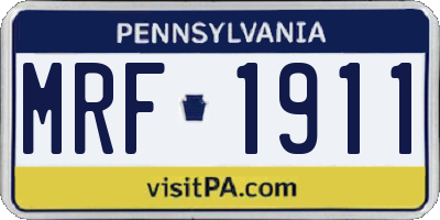 PA license plate MRF1911
