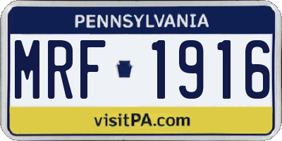 PA license plate MRF1916