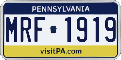 PA license plate MRF1919