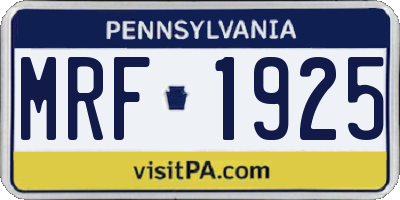 PA license plate MRF1925