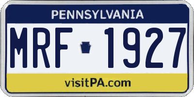 PA license plate MRF1927