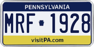 PA license plate MRF1928