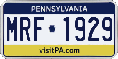 PA license plate MRF1929