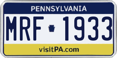 PA license plate MRF1933