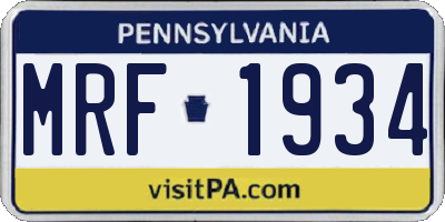 PA license plate MRF1934