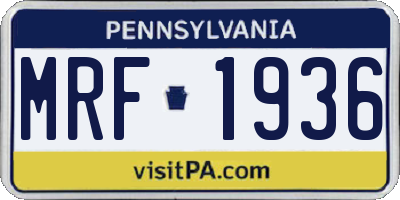 PA license plate MRF1936