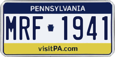 PA license plate MRF1941