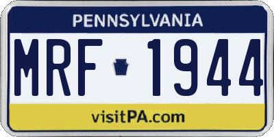 PA license plate MRF1944