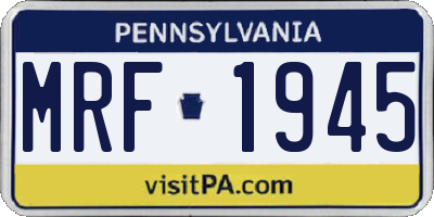 PA license plate MRF1945