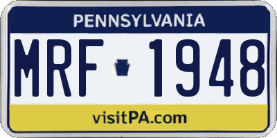 PA license plate MRF1948