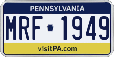 PA license plate MRF1949