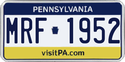 PA license plate MRF1952
