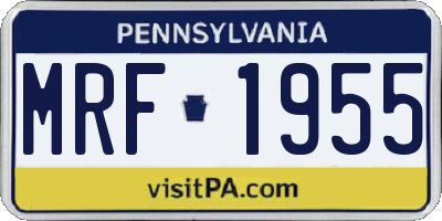 PA license plate MRF1955