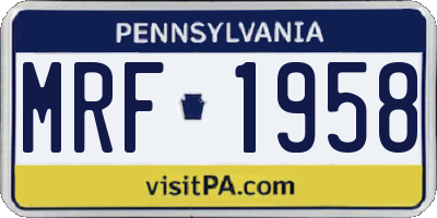 PA license plate MRF1958