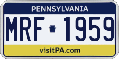 PA license plate MRF1959
