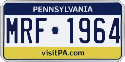 PA license plate MRF1964