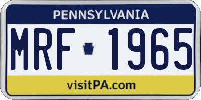 PA license plate MRF1965