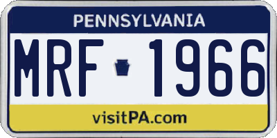 PA license plate MRF1966