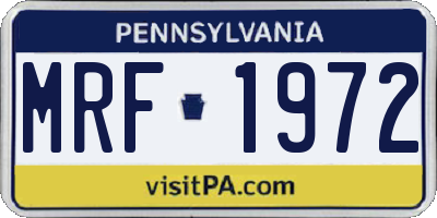 PA license plate MRF1972