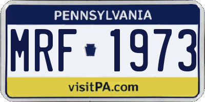 PA license plate MRF1973