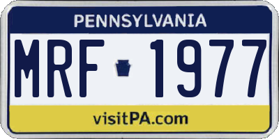 PA license plate MRF1977
