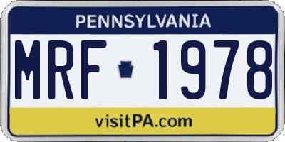 PA license plate MRF1978