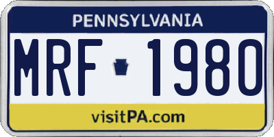 PA license plate MRF1980