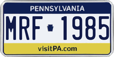 PA license plate MRF1985