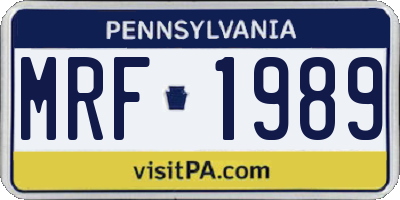 PA license plate MRF1989