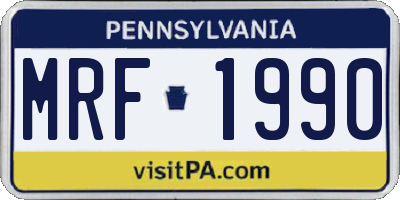 PA license plate MRF1990