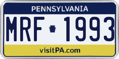 PA license plate MRF1993