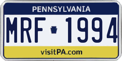 PA license plate MRF1994