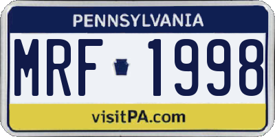 PA license plate MRF1998
