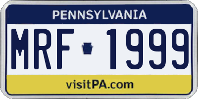 PA license plate MRF1999