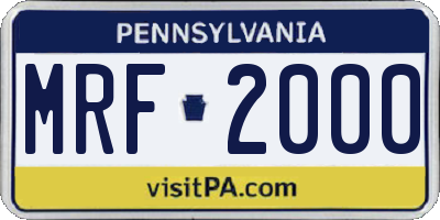 PA license plate MRF2000