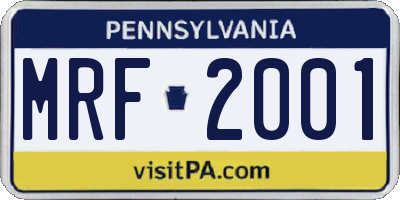 PA license plate MRF2001