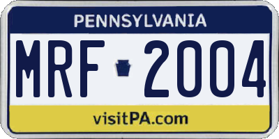 PA license plate MRF2004