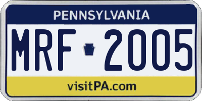 PA license plate MRF2005
