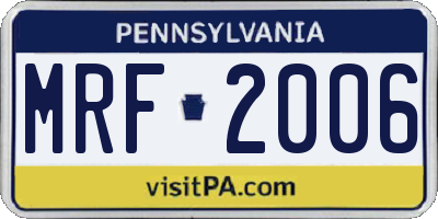 PA license plate MRF2006