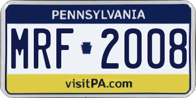 PA license plate MRF2008
