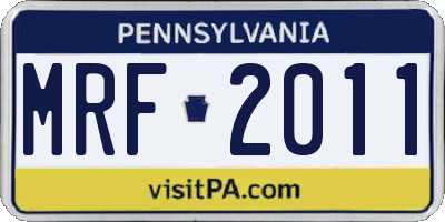 PA license plate MRF2011