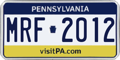 PA license plate MRF2012