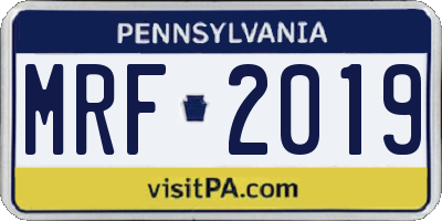 PA license plate MRF2019